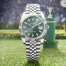 Rolex datejust silver green