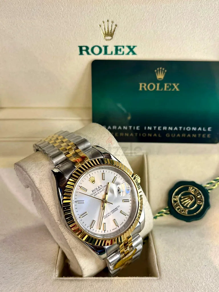 Rolex datejust silver gold