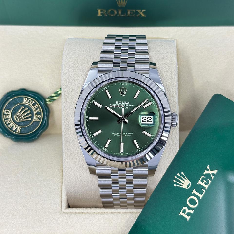 Rolex datejust silver green